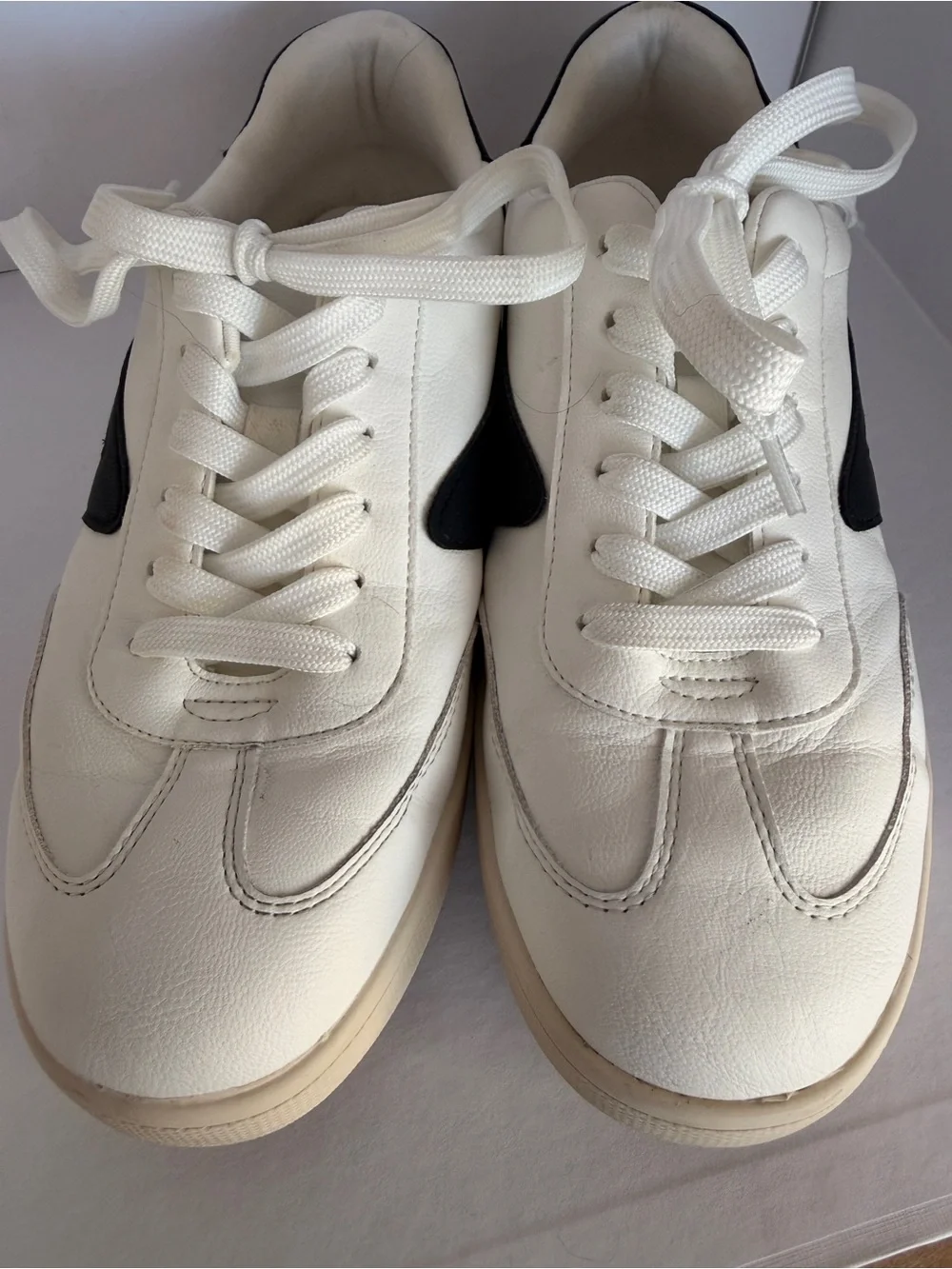 Dolce Vita White Sneakers with Black Wave Accent